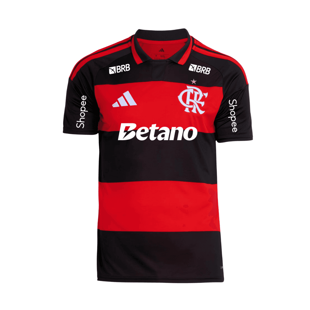 Camisa Vermelha e Preta | Manto Jogo 1 2026 | Com Patrocínios