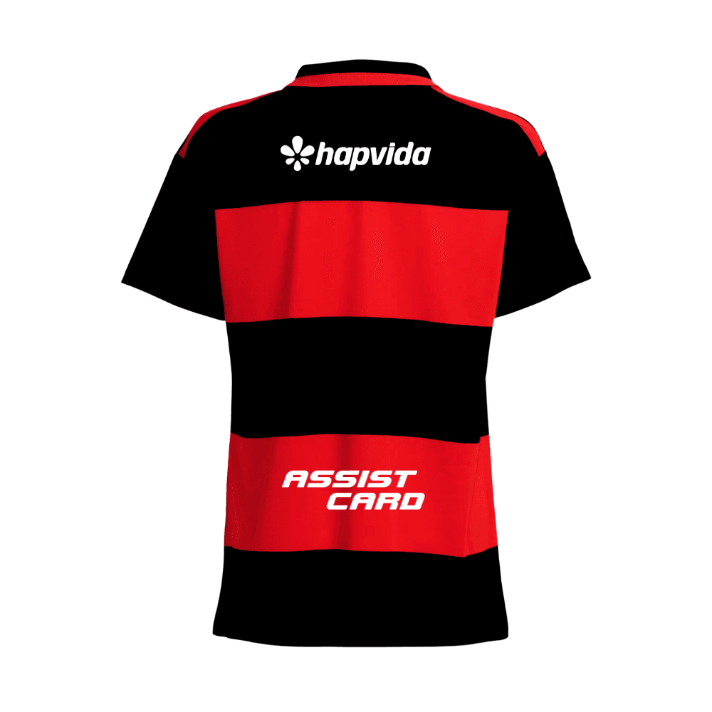 Camisa Vermelha e Preta | Manto Jogo 1 2026 | Libertadores Com Patrocínios | Feminino 2