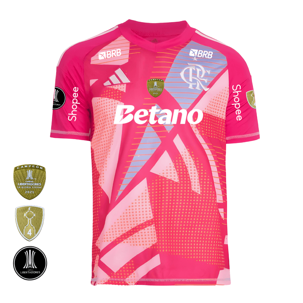 Camisa Flamengo Rosa | Goleiro 2 2025 | Libertadores Com Patrocínios