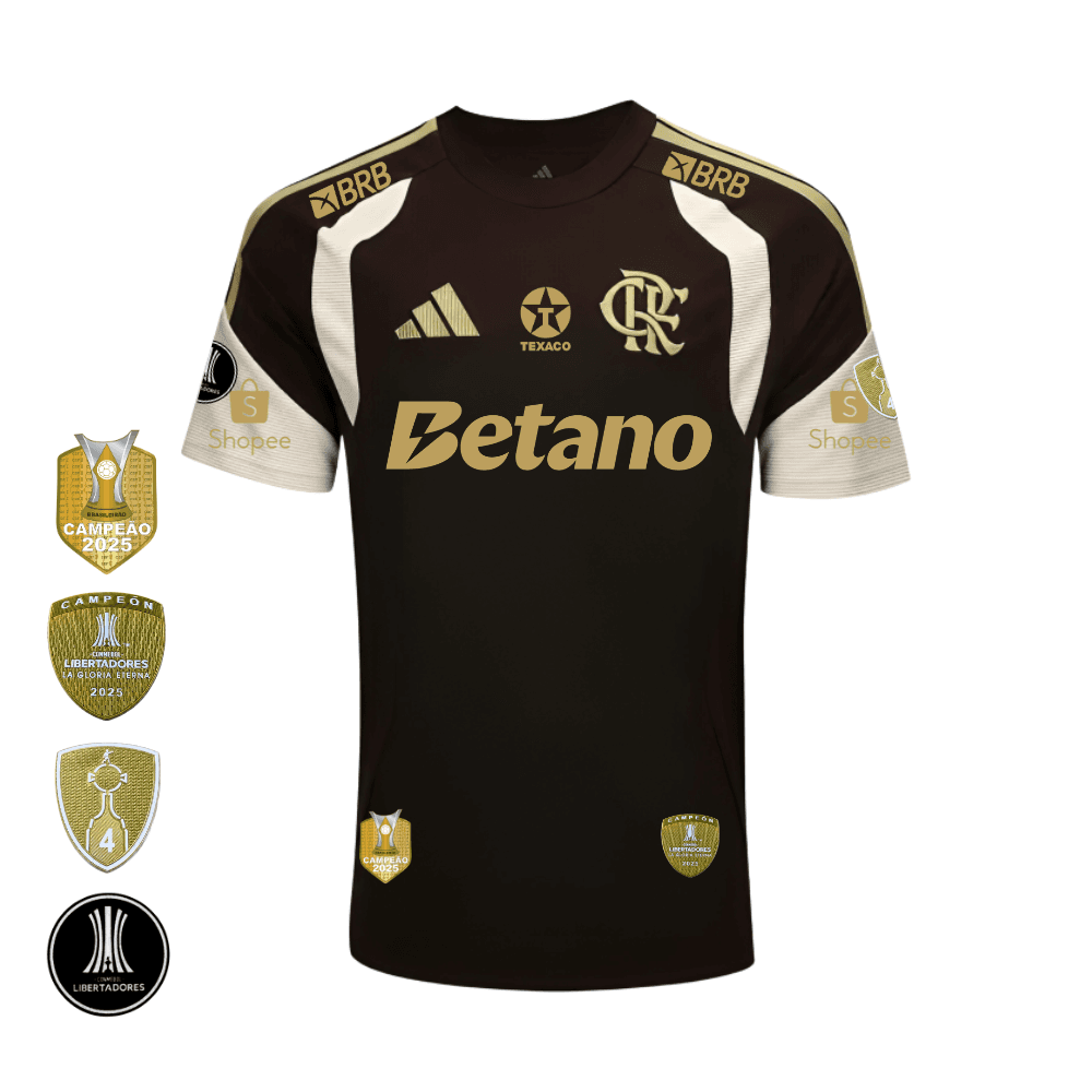 Camisa Polo Treino Atleta 2026 | Todos os Patchs de Campeão Com Patrocínios