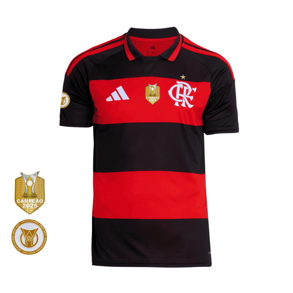 Camisa Vermelha e Preta | Manto Jogo 1 2026 | Brasileirão Sem Patrocínios